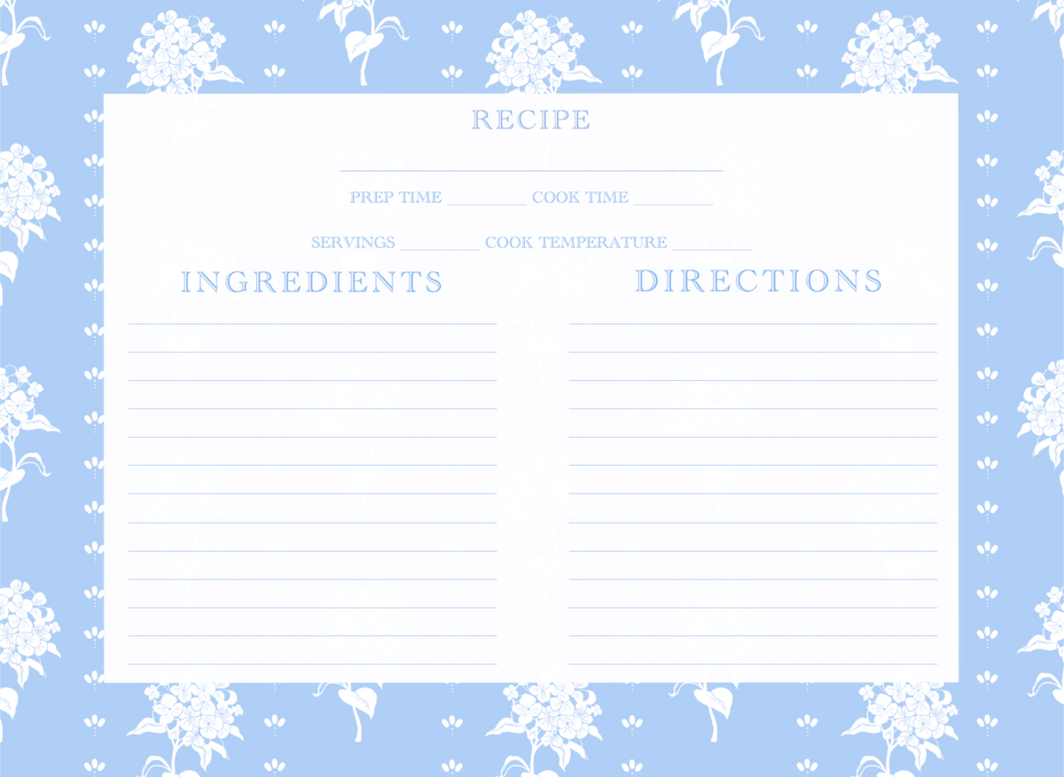 Personalized Recipe Cards - Vintage Hydrangeas 24 Cards