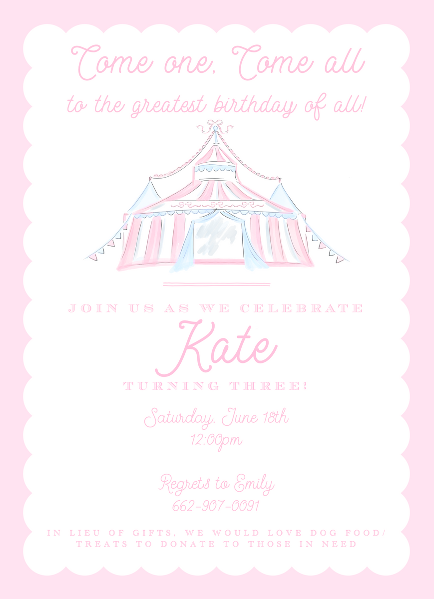 Circus/Carnival Pink Invitation – Lucky Carpenter Art