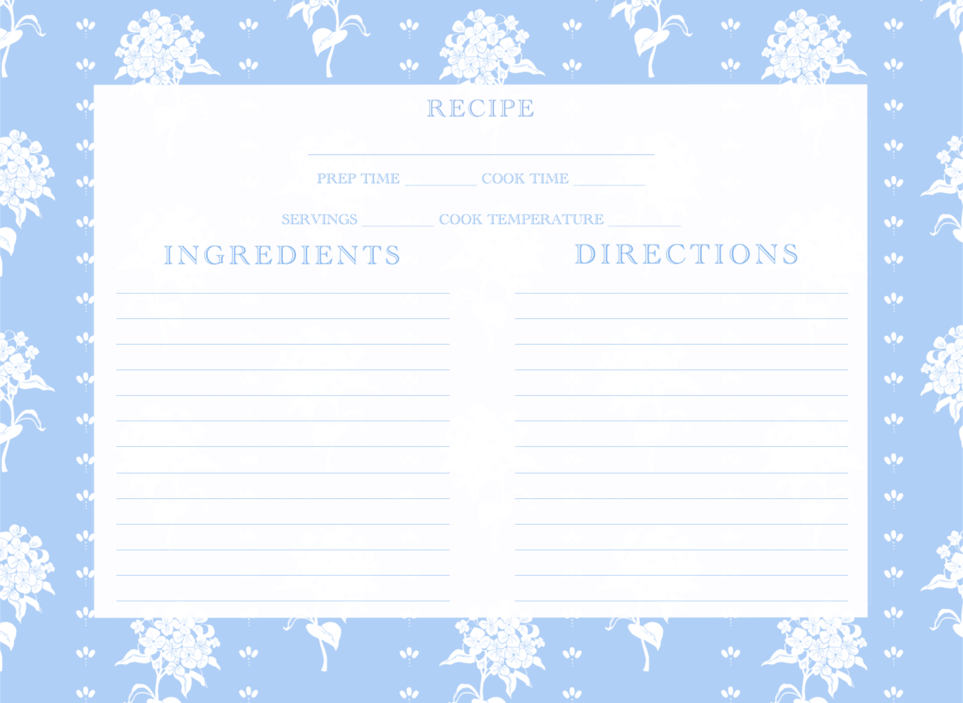 Printable Recipe Cards With Purchase Patterns